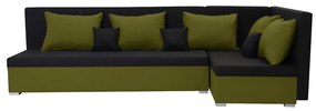 MEGA OKAZJA Narożnik kanapa z funkcją spania ARKO Czarny/Zielony