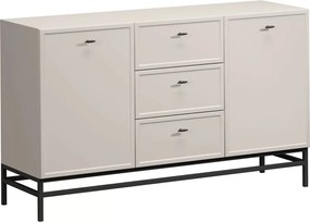 Komoda Lorini 150 cm z szufladami - kaszmir / czarne uchwyty T-bar / stelaż