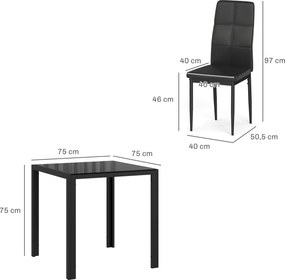 HOMCOM Zestaw do jadalni: stół i 4 krzesła, oszczędzający miejsce, grupa stołowa, Czarny
