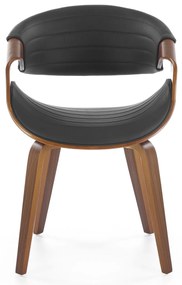 Krzesło z giętej sklejki orzech, tapicerowane siedzisko czarne z eco K544