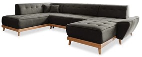 Ciemnoszara rozkładana sofa w kształcie litery "U" Miuform Dazzling Daisy, lewostronna