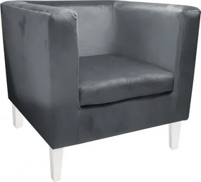 Fotel Monaco tkanina Welur : Kolor nogi - Biała, Kolor tkaniny - VELVET - BL14, Wysokość nogi - 20 cm