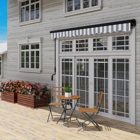 Outsunny Markiza przeciwsłoneczna Tarasowa Markiza, odporna na warunki atmosferyczne, 1 korbka, 395 x 250 x 150 cm, Szary + Biały