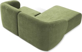 Zielony narożnik z tkaniny szenilowej (lewostronny/z szezlongiem) Lani – Makamii