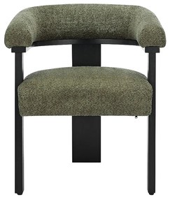 Krzesło z podłokietnikami z bukli i drewna kauczukowego - Khaki i czarny - LIVELIA marki Pascal Morabito