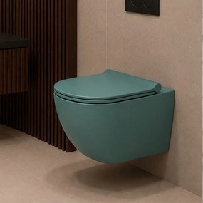 Massi Miska WC wisząca rimless zielona FLOW Green z deską wolnoopadającą typu Slim