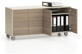 Komoda mobilna LAYERS, długa, 1200 x 400 x 575 mm, dąb naturalny / dąb bejcowany