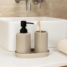 Zestaw łazienkowy PLY, ceramiczny dozownik, kubek i taca