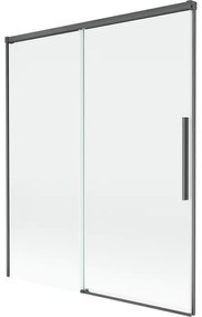 Mexen Rox parawan nawannowy 2-skrzydłowy rozsuwany 140 x 150 cm, transparent, gun gray szczotkowany - 8C9-140-001-66-00