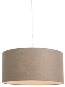 Lampa wisząca rustykalna biała z brązowym kloszem 50 cm - Combi 1 Nowoczesny Oswietlenie wewnetrzne