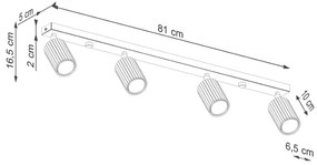 Listwa oświetleniowa 4-punktowa KARBON 4L biała ryflowana SOLLUX  LIGHTING