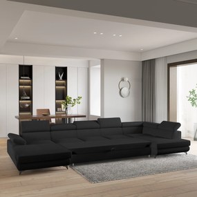 Masseno Narożnik MONTIVA z funkcją spania i pojemnikiem na pościel Narozniki U, Rozkładana sofa - Czarny, QUELLE 100