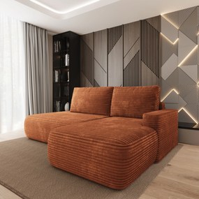 Masseno Narożnik AVINI z funkcją spania i pojemnikiem na pościel Narozniki L, Rozkładana sofa - Brązowy, TILIA 52