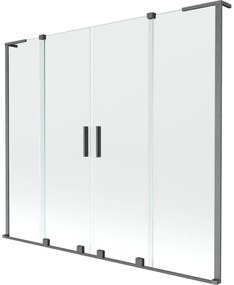 Mexen Velar L Duo parawan nawannowy 2-skrzydłowy rozsuwany 170 x 150 cm, transparent, gun gray szczotkowany - 896-170-003-02-66