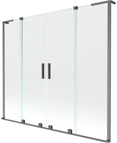 Mexen Velar L Duo parawan nawannowy 2-skrzydłowy rozsuwany 170 x 150 cm, transparent, gun gray szczotkowany - 896-170-003-02-66