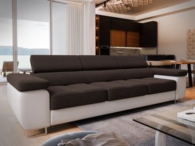 Masseno Sofa MOSINE z funkcją spania, Rozkładana sofa z regulowanymi zagłówkami - Brązowy, SAWANA 16 + MADRYT 920