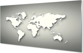 Panel szklany do Kuchni Minimalistyczna Biała Mapa na Szarym Tle