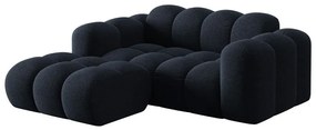 Ciemnoniebieski narożnik z tkaniny szenilowej (lewostronny/z szezlongiem) Treno – Cosmopolitan Design