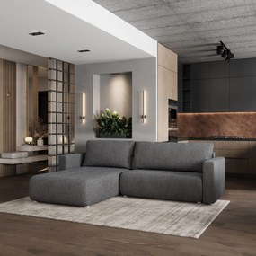 Masseno Narożnik TURIN z funkcją spania i pojemnikiem na pościel Narozniki L, Rozkładana sofa - Szary, NOW OR NEVER 92