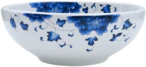 Biało-niebieska umywalka nablatowa E4-K68