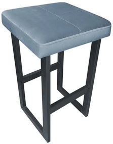 Hoker ALEX krzesło barowe tkanina Welur podstawa metalowa : Kolor Stelaża - Grafit, Kolor tkaniny - VELVET - BL06, Wysokość - 60 cm