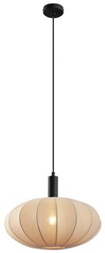 Lampa wisząca Japandi czarna z brązowym materiałowym kloszem - BidaJapandi Oswietlenie wewnetrzne