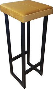 Hoker ALEX krzesło barowe tkanina Welur podstawa metalowa : Kolor Stelaża - Czarny , Kolor tkaniny - VELVET - MG15, Wysokość - 90 cm