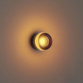 Designerski kinkiet z ciemnego brązu z bursztynowym szkłem IP44 - Michele