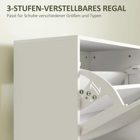 HOMCOM Szafka na Buty, 3 Szuflady, na do 12 Par Butów, Płyta Wiórowa, Biała