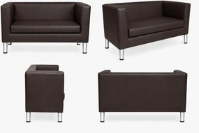 Sofa Monaco : Kolor nogi - Chrom, Kolor tkaniny - EKO-SKÓRA - 19D, Typ tkaniny - Eko-skóra , Wysokość nogi - 15 cm