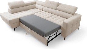 Narożnik Nardo L z funkcją spania lewostronny - beżowy plusz Pretty 03