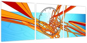 Obraz - Splecione linie, abstrakcja (z zegarem) (90x30 cm)