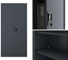 Szafa biurowa Jan dwudrzwiowa 90x40x185 cm antracyt