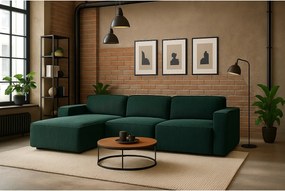 Narożnik w kształcie L Cursal, tkanina Poso, Zielony, Lewy