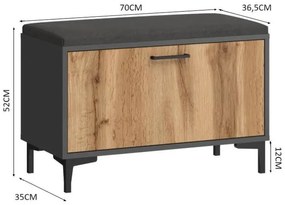 Nowoczesna Szafka Na Obuwie Antracyt + Dąb Wotan S6-S12