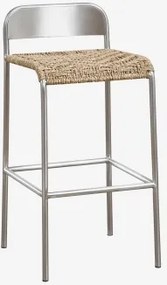 Wysoki Stołek Ze Stali Nierdzewnej Narnial Stal Nierdzewna - Juta & ↑65 Cm - Sklum