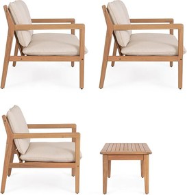 Zestaw mebli ogrodowych z litego drewna akacjowego w naturalnym kolorze dla 4 osób Danubio – Bizzotto