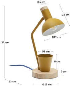 Musztardowa lampa stołowa z metalowym kloszem (wys. 37 cm) Katia – Kave Home