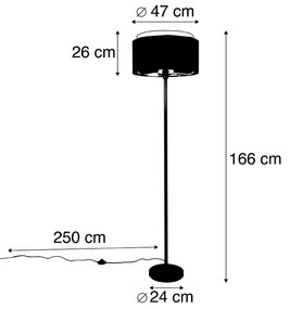 Nowoczesna lampa podłogowa czarna z kloszem czarny ze złotym - Simplo Nowoczesny Oswietlenie wewnetrzne