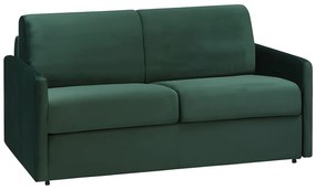 Kanapa 2-osobowa rozkładana z weluru CALIFE - Kolor zielony - Łóżko 120  cm - Materac 14 cm