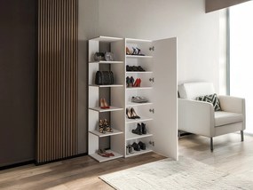 Szafka na buty z 4 półkami i 1 lustrem drzwiowym - Biały - SYLANY