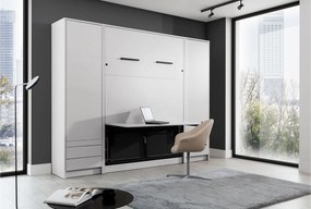 Półkotapczan pionowy Genius 140x200 z biurkiem - biały mat
