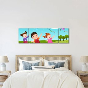Obraz - Dzieci latają latawcem (170x50 cm)