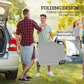 Outsunny Składany leżak ogrodowy z daszkiem, materacem, regulowanym oparciem w 4 pozycjach, Jasnoszary