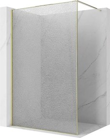 Mexen Kioto ścianka prysznicowa Walk-in 150 x 200 cm, crackle transparent 12 mm, złota - 800-150-101-50-04-X