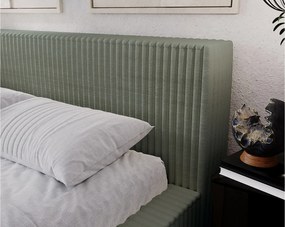 Emporius Buffy łóżko tapicerowane 200x200 - nowoczesne łóżko z pojemnikiem i stelażem, sztruks, oliwkowy (Vito 77)