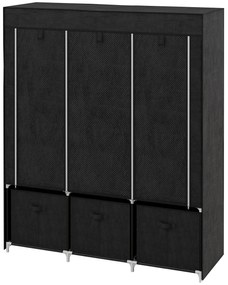 HOMCOM Szafa z tkaniny z aksamitu, szafa składana, z 3 szufladami, 125 cm x 43 cm x 162.5 cm, Czarny