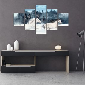Obraz malowanych koni (125x70 cm)