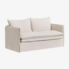 Sofa Dwuosobowa Grace Z Lnu I Bawełny Tkaniny Beige - Sklum