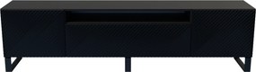 Szafka RTV CAVA - Czarny / Stojąca / Front Czarny / 3 drzwi / 200 cm